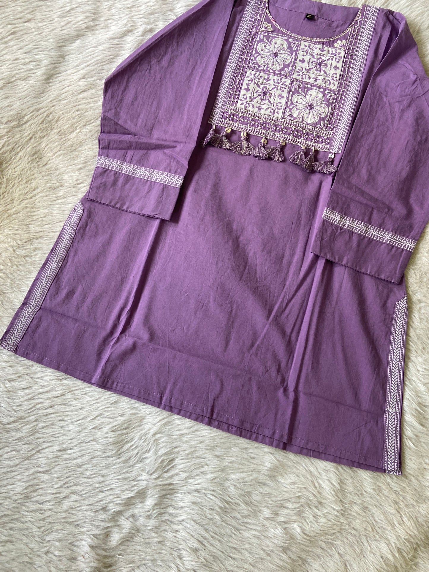 Cotton Embroidery Work With Patch Work & Tassels Cotton Short Top. Cotton Short Top For Women online India. Shop the Latest Festive Summer Collection at Shivani Designer Kurti.