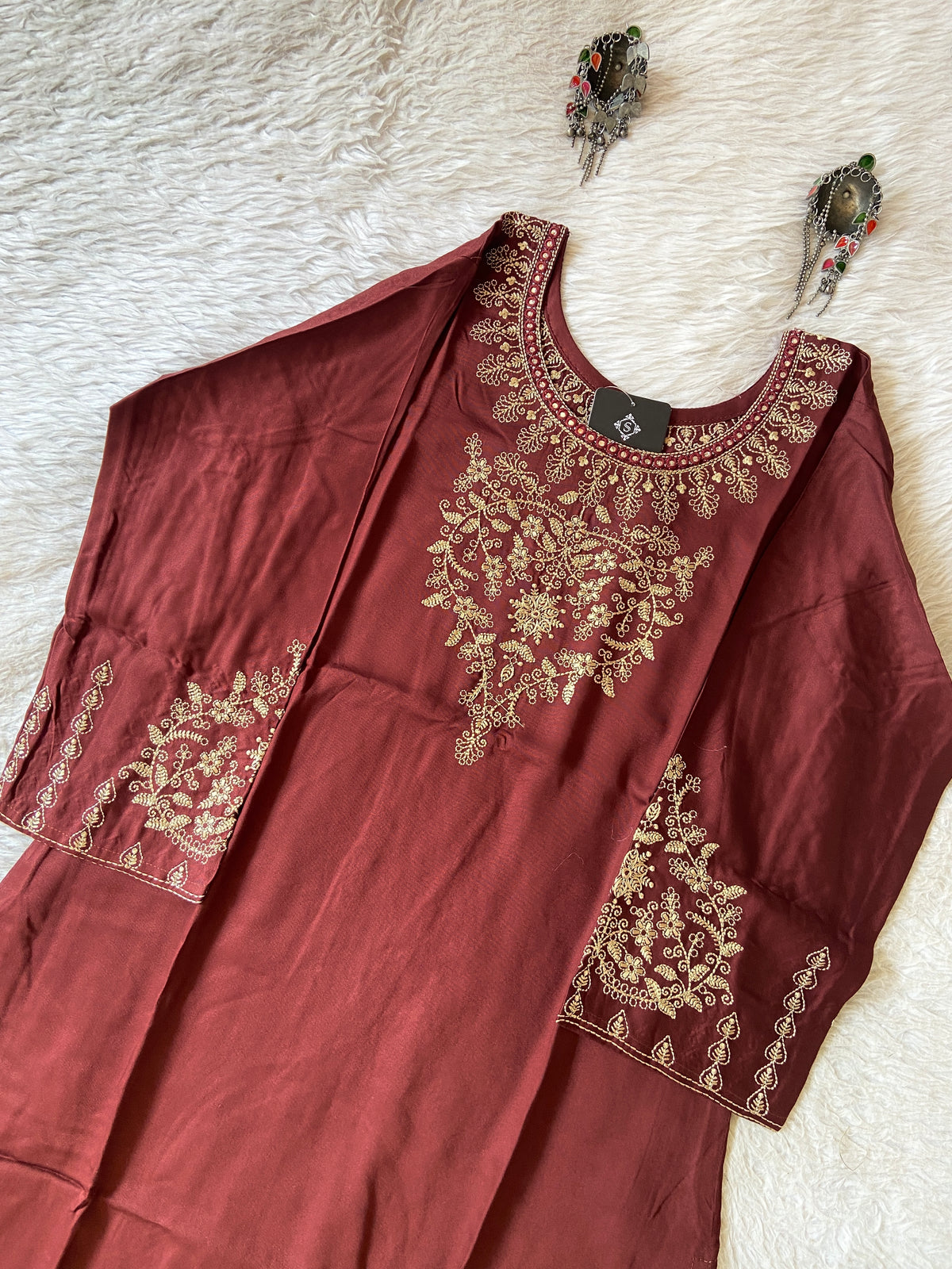 Embroidery Work Straight Satin Silk Kurti. Silk Kurtis For Women Online India. Shop the Latest Festive Summer Collection at Shivani Designer Kurti.