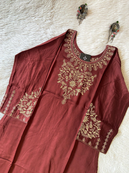 Embroidery Work Straight Satin Silk Kurti. Silk Kurtis For Women Online India. Shop the Latest Festive Summer Collection at Shivani Designer Kurti.