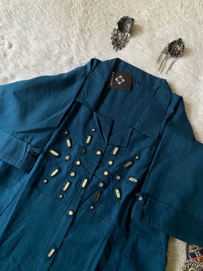 Mirror Work Cotton Midi, Cotton Aline Kurti With Mirror Work. Cotton Kurti For Women online India. Shop the Latest Festive Summer Collection at Shivani Designer Kurti.