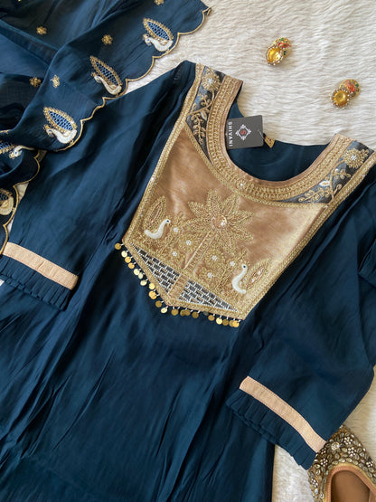 Premium Look Aline Kurti With Semi Palazzo And Dupatta. Silk Suit Sets For Women Online India. Shop the Latest Festive Summer Collection at Shivani Designer Kurti.
