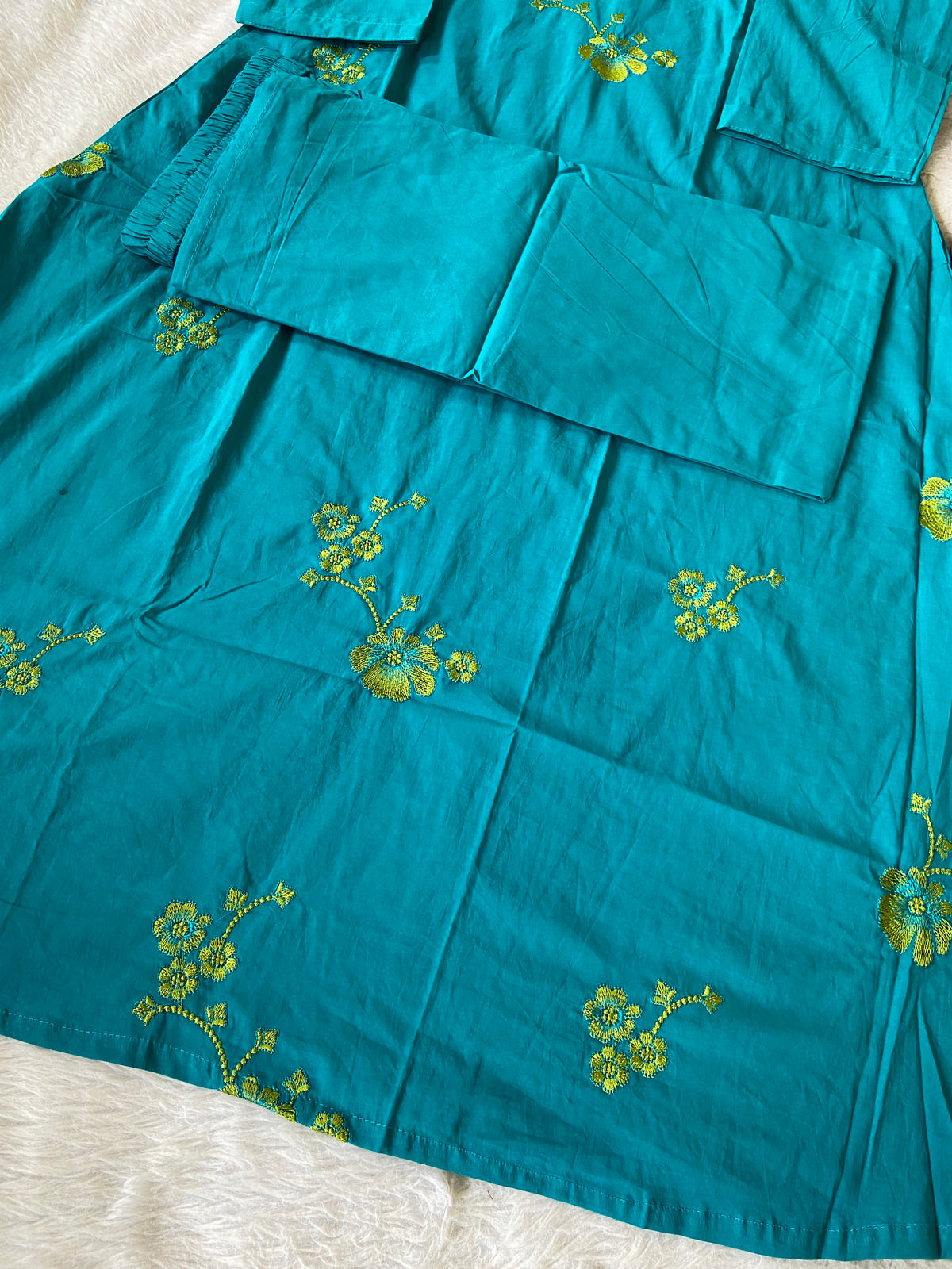 Embroidery Work Cotton Aline Kurti And Palazzo. Cotton Aline Kurti Sets For Women Online India. Shop the Latest Festive Summer Collection at Shivani Designer Kurti.