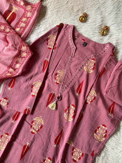 Cotton Straight Cut Kurti With Palazzo And Dupatta. Cotton Suit Sets For Women Online India. Shop the Latest Festive Summer Collection at Shivani Designer Kurti.