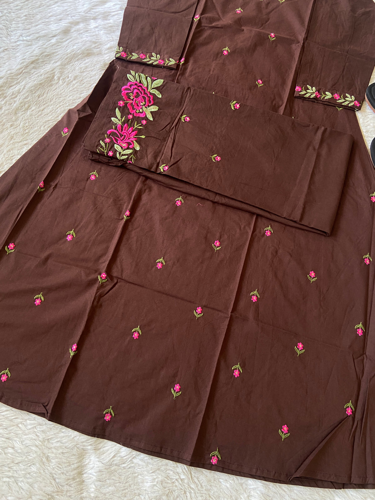 Flower Embroidery Work Cotton Aline Kurti With Palazzo. Cotton Kurti Sets For Women Online India. Shop the Latest Festive Summer Collection at Shivani Designer Kurti.