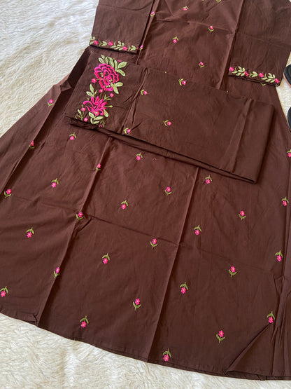 Flower Embroidery Work Cotton Aline Kurti With Palazzo. Cotton Kurti Sets For Women Online India. Shop the Latest Festive Summer Collection at Shivani Designer Kurti.