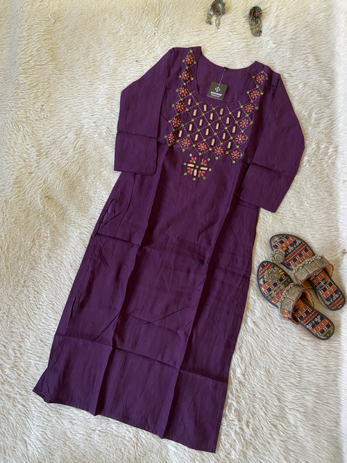 Handwork Straight Silk Kurti. Silk Kurtis For Women Online India. Shop the Latest Festive Summer Collection at Shivani Designer Kurti.