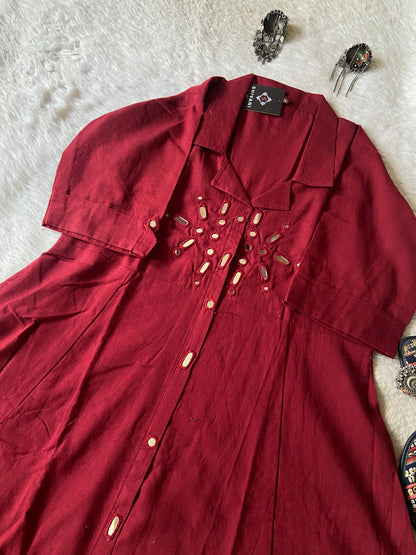 Mirror Work Cotton Midi, Cotton Aline Kurti With Mirror Work. Cotton Kurti For Women online India. Shop the Latest Festive Summer Collection at Shivani Designer Kurti.