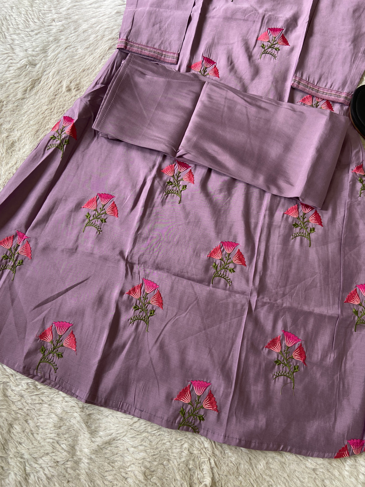 Flower Embroidery Work, V-Neck Style Aline Kurti And Palazzo. Silk Aline Kurti Sets For Women Online India. Shop the Latest Festive Summer Collection at Shivani Designer Kurti.