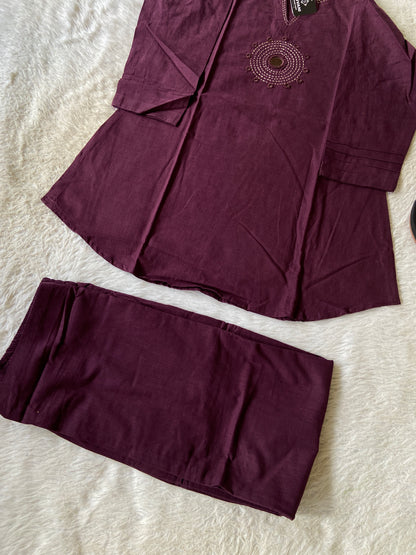 Mirror Work Cotton Co-ord Set With Palazzo. Cotton Co-ord Sets For Women Online India. Shop the Latest Festive Summer Collection at Shivani Designer Kurti.