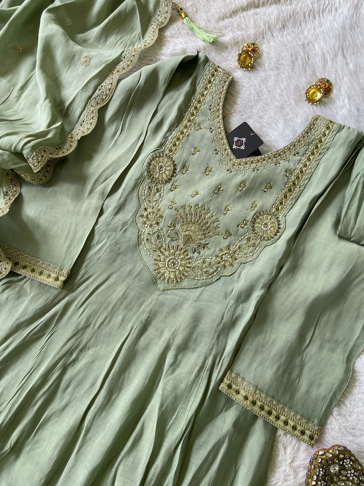 Embroidery Work Aline Kurti, Palazzo And Dupatta. Silk Suit Sets For Women Online India. Shop the Latest Festive Summer Collection at Shivani Designer Kurti.