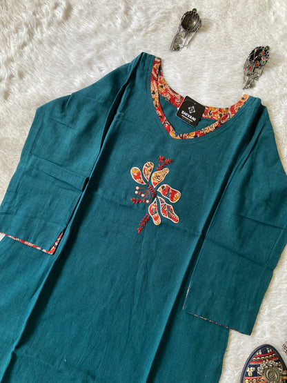 Aplic Work Cotton Short Top (Gamthi). Cotton Short Top For Women online India. Shop the Latest Festive Summer Collection at Shivani Designer Kurti.