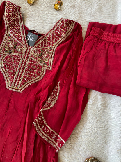 Embroidery Work Anarkali Kurti With Palazzo And Dupatta. Silk Suit Sets For Women Online India. Shop the Latest Festive Summer Collection at Shivani Designer Kurti.