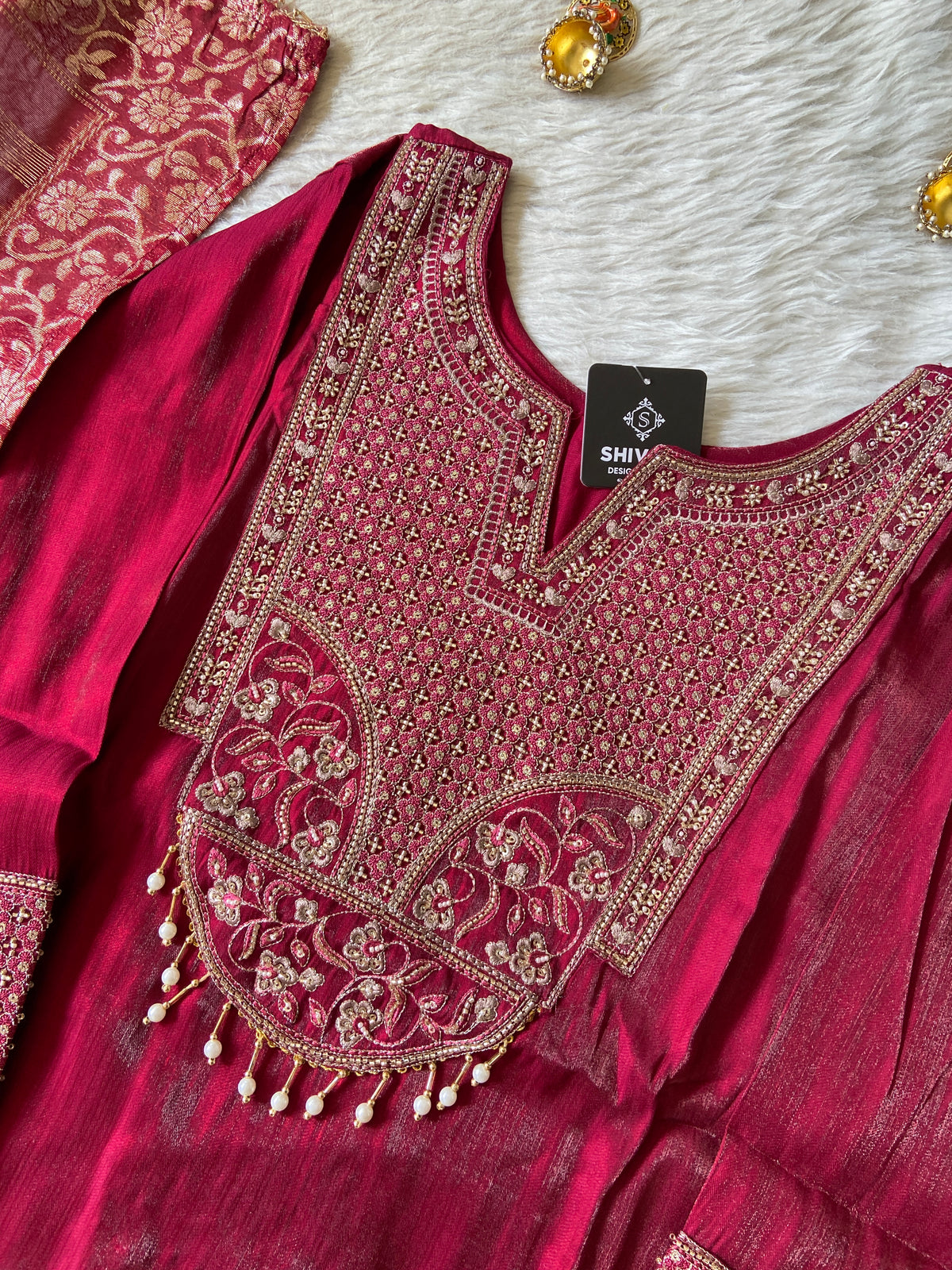 Heavy Embroidery Work Straight Kurti, Semi Palazzo And Dupatta. Silk Suit Sets For Women Online India. Shop the Latest Festive Summer Collection at Shivani Designer Kurti.
