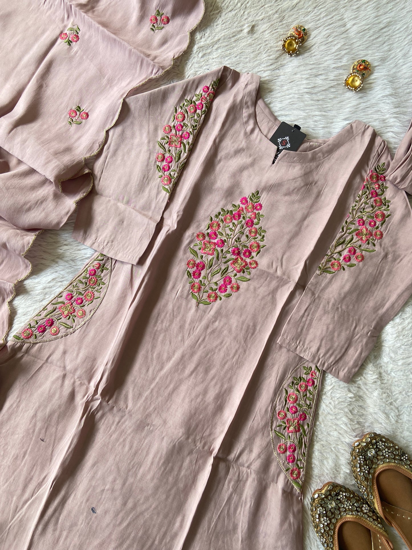 Roman Silk Aline Kurti With Pant And Dupatta.(No Lining). Silk Suit Sets For Women Online India. Shop the Latest Festive Summer Collection at Shivani Designer Kurti.