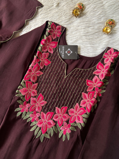 Roman Silk Straight Kurti With Pant And Dupatta.(Half Lining). Silk Suit Sets For Women Online India. Shop the Latest Festive Summer Collection at Shivani Designer Kurti.