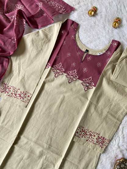 Cotton Straight Kurti With Palazzo And Dupatta (Gamthi Pair). Cotton Suit Sets For Women Online India. Shop the Latest Festive Summer Collection at Shivani Designer Kurti.