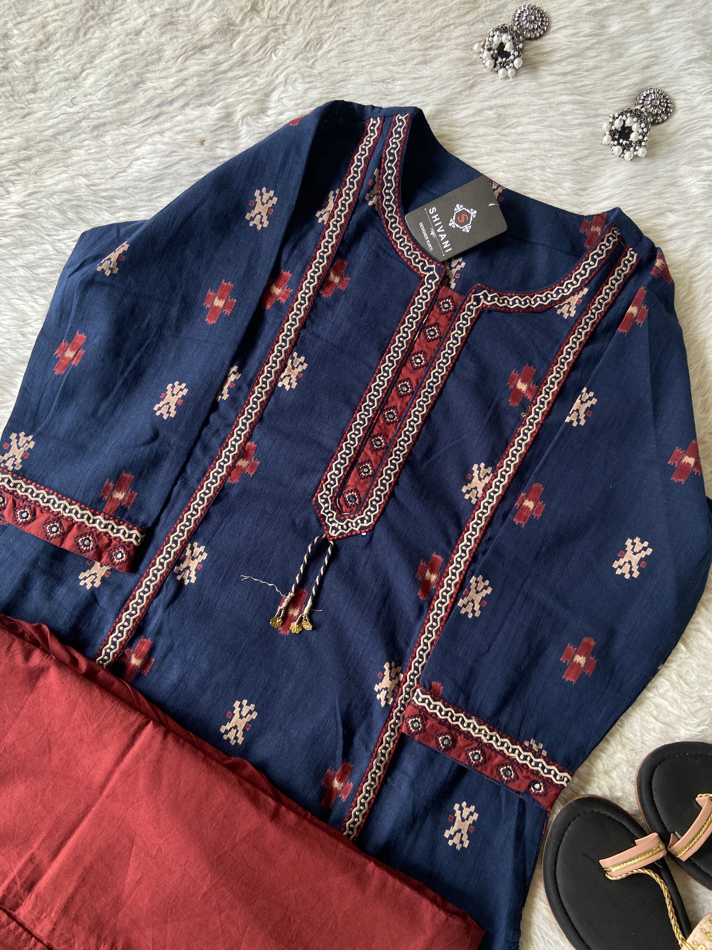 Linen Cotton Aline With Cut Kurti And Palazzo. Cotton Aline Kurti Sets For Women Online India. Shop the Latest Festive Summer Collection at Shivani Designer Kurti.