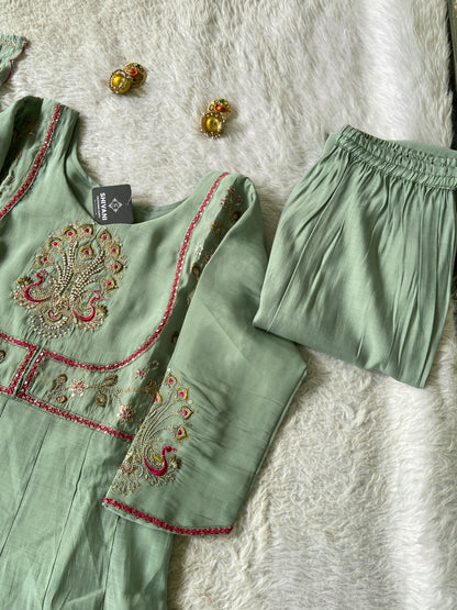 Silk Anarkali Kurti With Pant And Dupatta. Silk Suit Sets For Women Online India. Shop the Latest Festive Summer Collection at Shivani Designer Kurti.