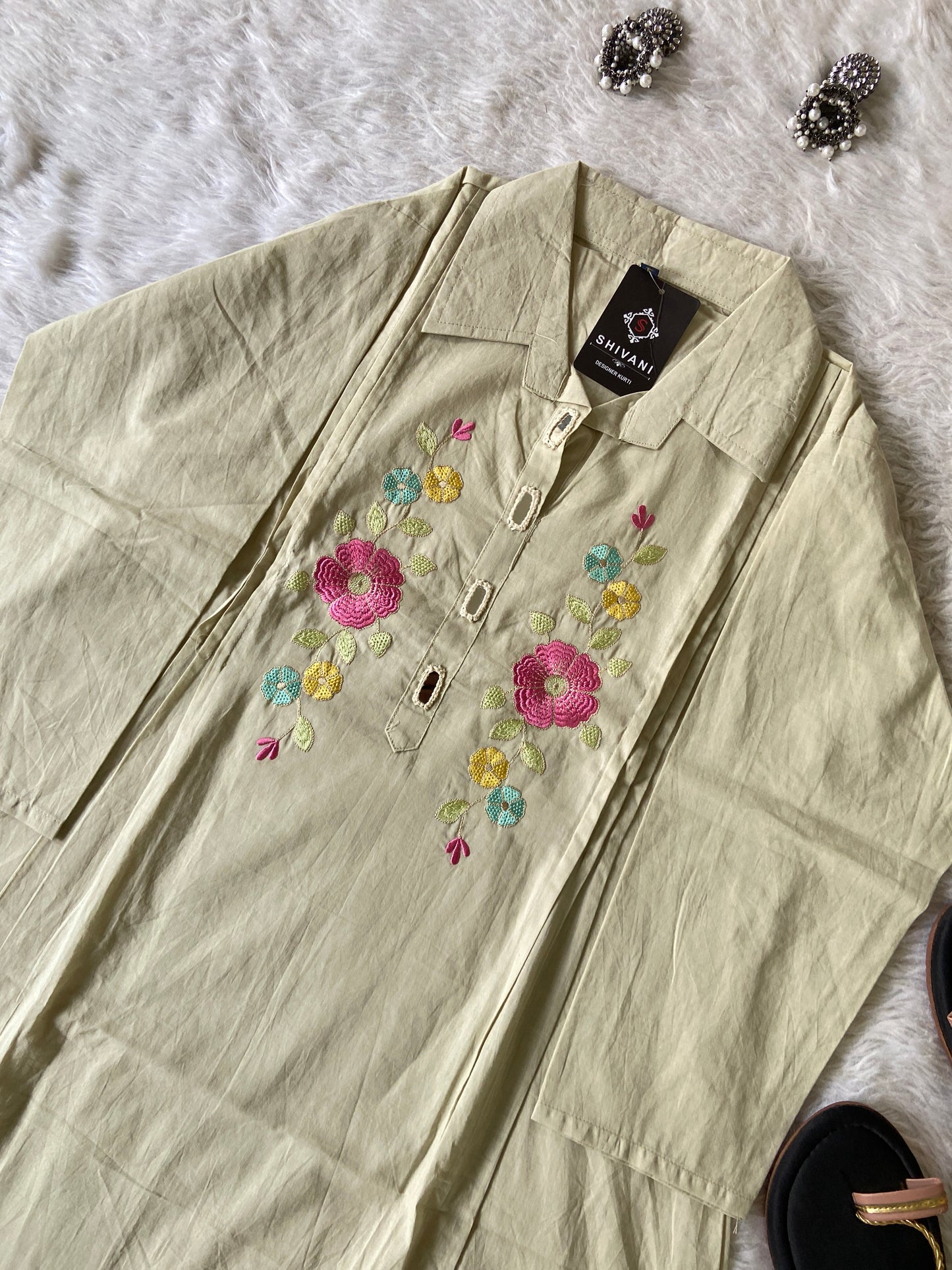 Beautiful Embroidery Work Cotton Co-ord Set With Palazzo. Cotton Co-ord Sets For Women Online India. Shop the Latest Festive Summer Collection at Shivani Designer Kurti.