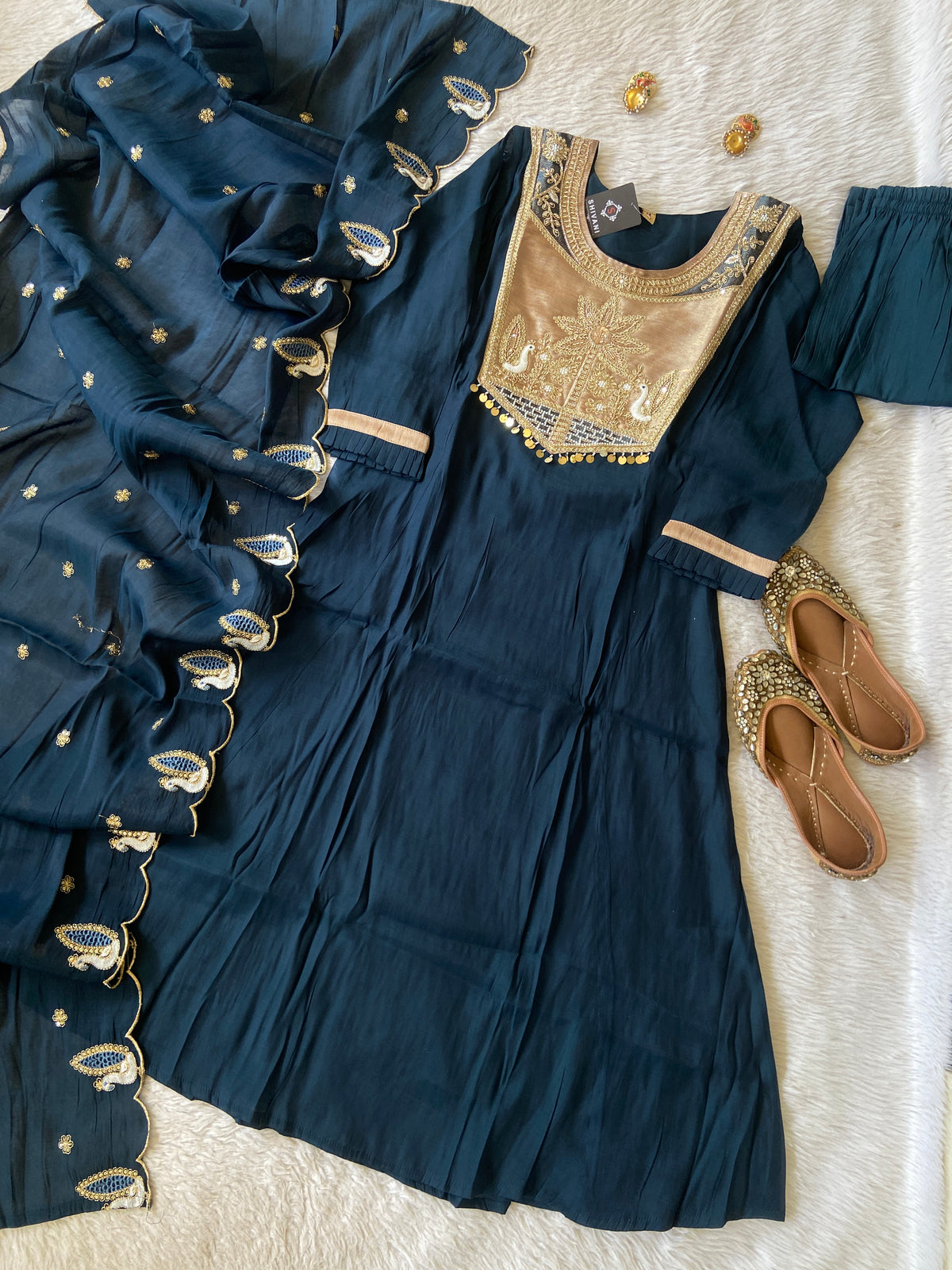 Premium Look Aline Kurti With Semi Palazzo And Dupatta. Silk Suit Sets For Women Online India. Shop the Latest Festive Summer Collection at Shivani Designer Kurti.