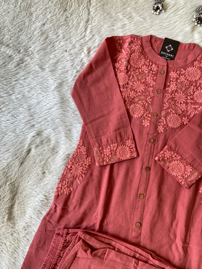 lakhnavi Aline Kurti With Palazzo. Cotton Aline Kurti Sets For Women Online India. Shop the Latest Festive Summer Collection at Shivani Designer Kurti.