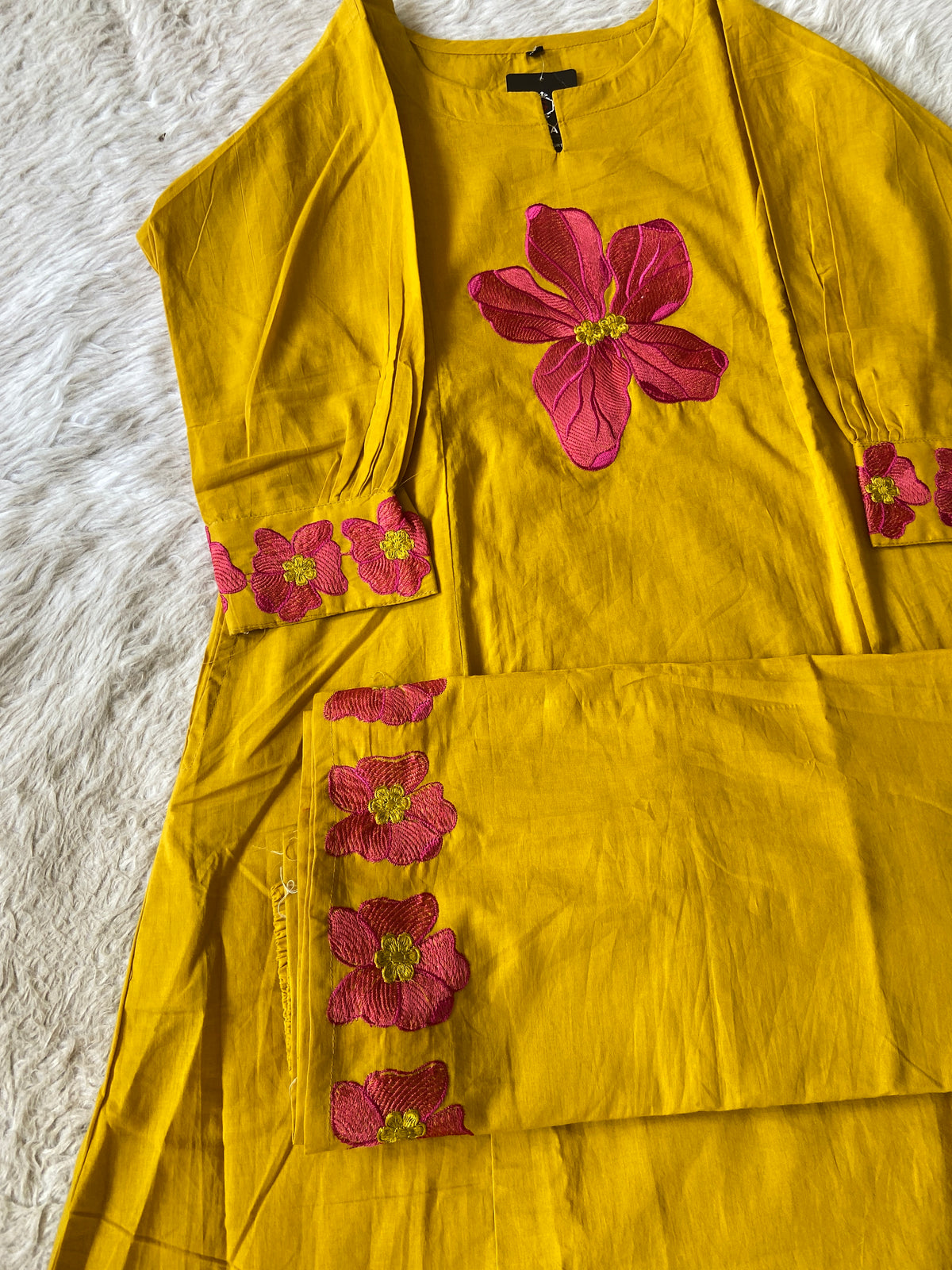 Flower Embroidery Work Cotton Aline Kurti With Palazzo. Cotton Kurti Sets For Women Online India. Shop the Latest Festive Summer Collection at Shivani Designer Kurti.