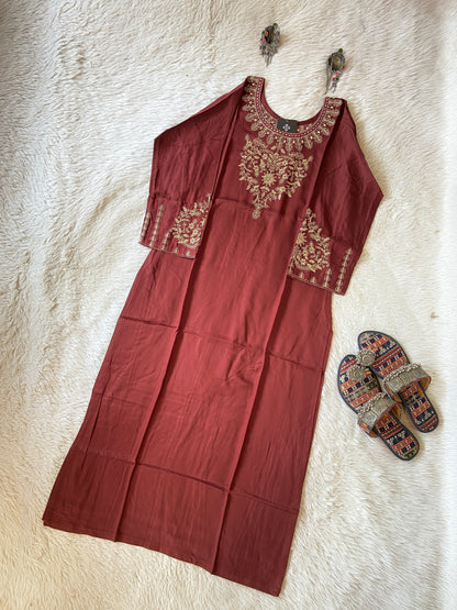Embroidery Work Straight Satin Silk Kurti. Silk Kurtis For Women Online India. Shop the Latest Festive Summer Collection at Shivani Designer Kurti.