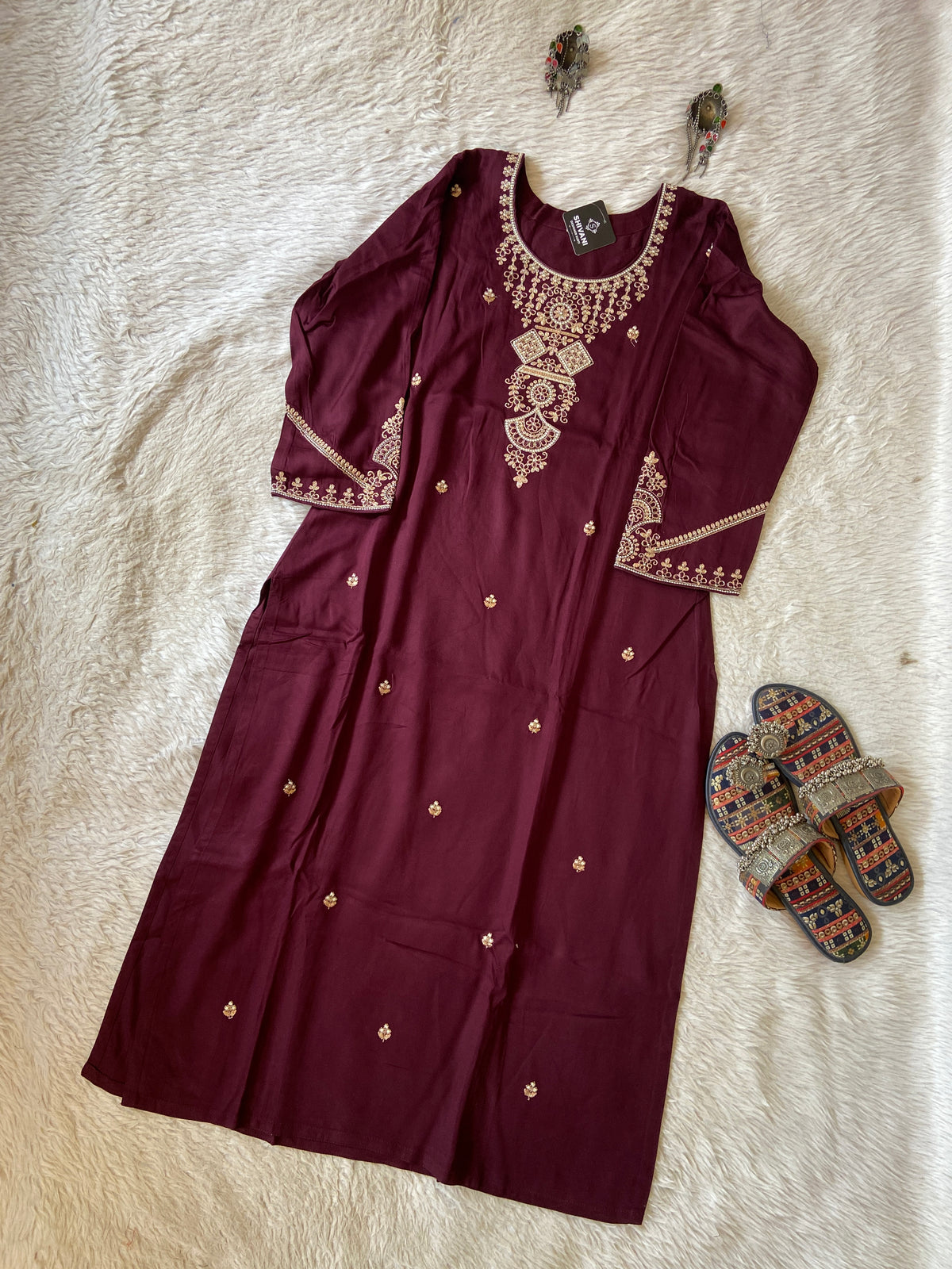 Embroidery Work Straight Satin Silk Kurti. Silk Kurtis For Women Online India. Shop the Latest Festive Summer Collection at Shivani Designer Kurti.