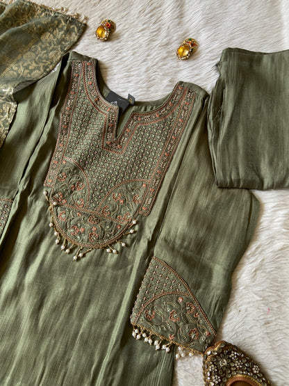 Heavy Embroidery Work Straight Kurti, Semi Palazzo And Dupatta. Silk Suit Sets For Women Online India. Shop the Latest Festive Summer Collection at Shivani Designer Kurti.