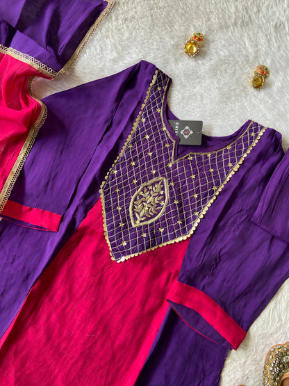 Premium Collection. Mul Chanderi Aline Kurti With Palazzo And Dupatta. Silk Suit Sets For Women Online India. Shop the Latest Festive Summer Collection at Shivani Designer Kurti.