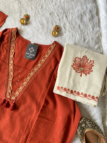 Cotton Straight Kurti, Palazzo And Dupatta. Cotton Suits Sets For Women Online India. Shop the Latest Festive Summer Collection at Shivani Designer Kurti.