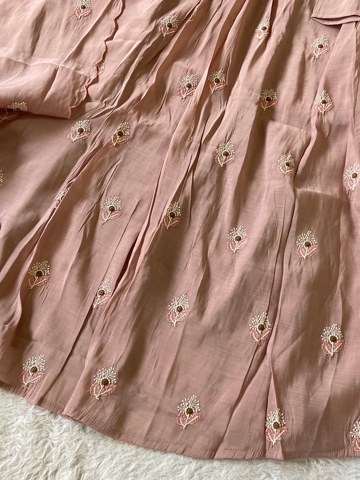 Mirror Work V-Neck With Flower Work Embroidery, Aline Kurti (Full Lining) With Pant And Dupatta. Silk Suit Sets For Women Online India. Shop the Latest Festive Summer Collection at Shivani Designer Kurti.