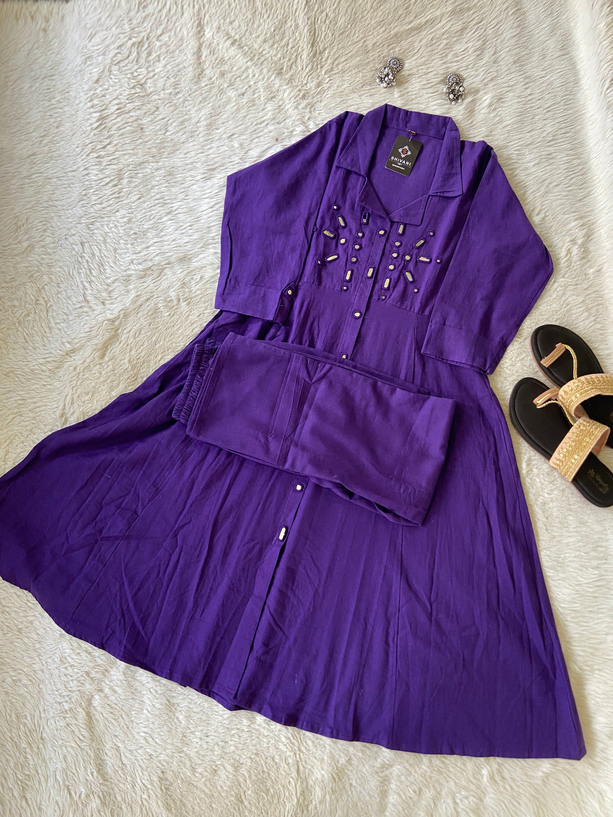Mirror Work Aline Cotton Kurti And Palazzo (Gamthi Pair). Cotton Kurti Sets For Women Online India. Shop the Latest Festive Summer Collection at Shivani Designer Kurti.