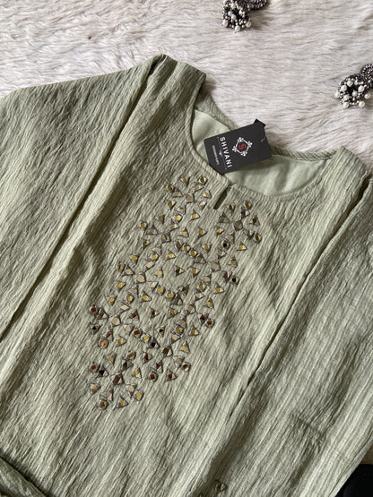 Mirror Work Aline Kurti And Palazzo. Aline Kurti Sets For Women Online India. Shop the Latest Festive Summer Collection at Shivani Designer Kurti.