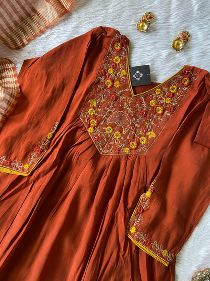 Silk Aline Kurtis With Palazzo And Dupatta. Silk Suit Sets For Women. Shop the Latest Festive Summer Collection at Shivani Designer Kurti.
