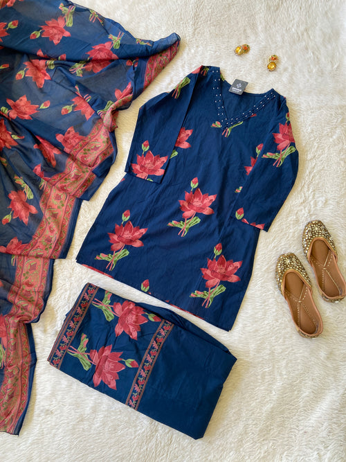 Gopi Dress. Printed Cotton Short Kurti With Skirt And Dupatta. Cotton Suit Sets For Women Online India. Shop the Latest Festive Summer Collection at Shivani Designer Kurti.