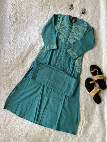 lakhnavi Aline Kurti With Palazzo. Cotton Aline Kurti Sets For Women Online India. Shop the Latest Festive Summer Collection at Shivani Designer Kurti.