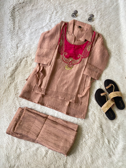 Premium Salsa Fabric Kurti With Palazzo. Salsa Fabric Kurti Sets For Women Online India. Shop the Latest Festive Summer Collection at Shivani Designer Kurti.