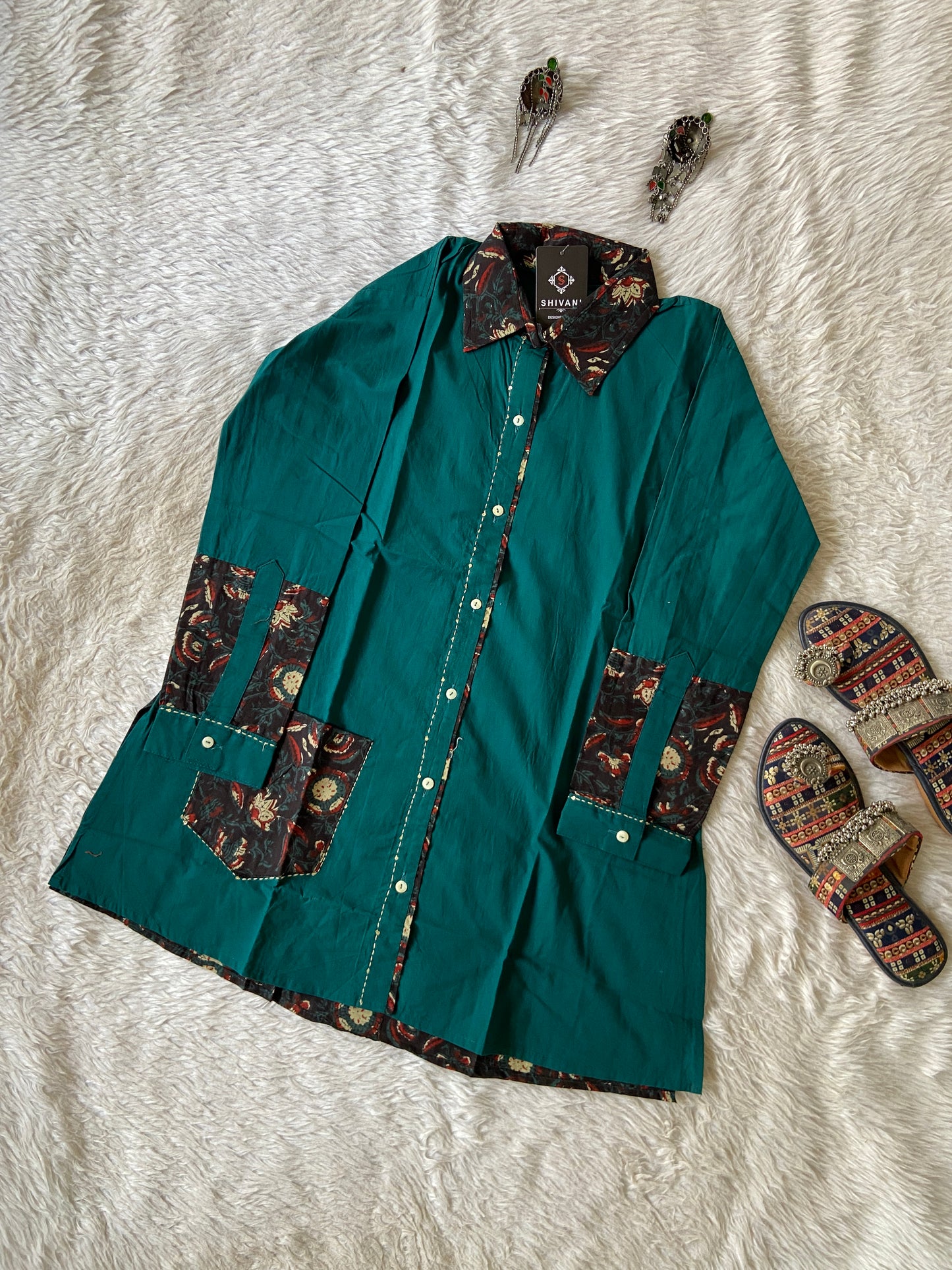 Cotton Collar Neck, Full Sleeve Short Top (Gamthi Short Top). Cotton Short Top For Women online India. Shop the Latest Festive Summer Collection at Shivani Designer Kurti.
