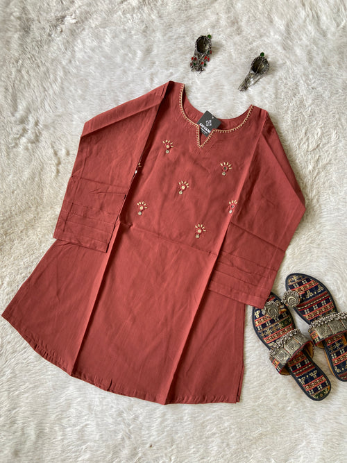 Cotton Short Kurti With Mirror Work. Short Kurti For Women Online India. Shop the Latest Festive Summer Collection at Shivani Designer Kurti.