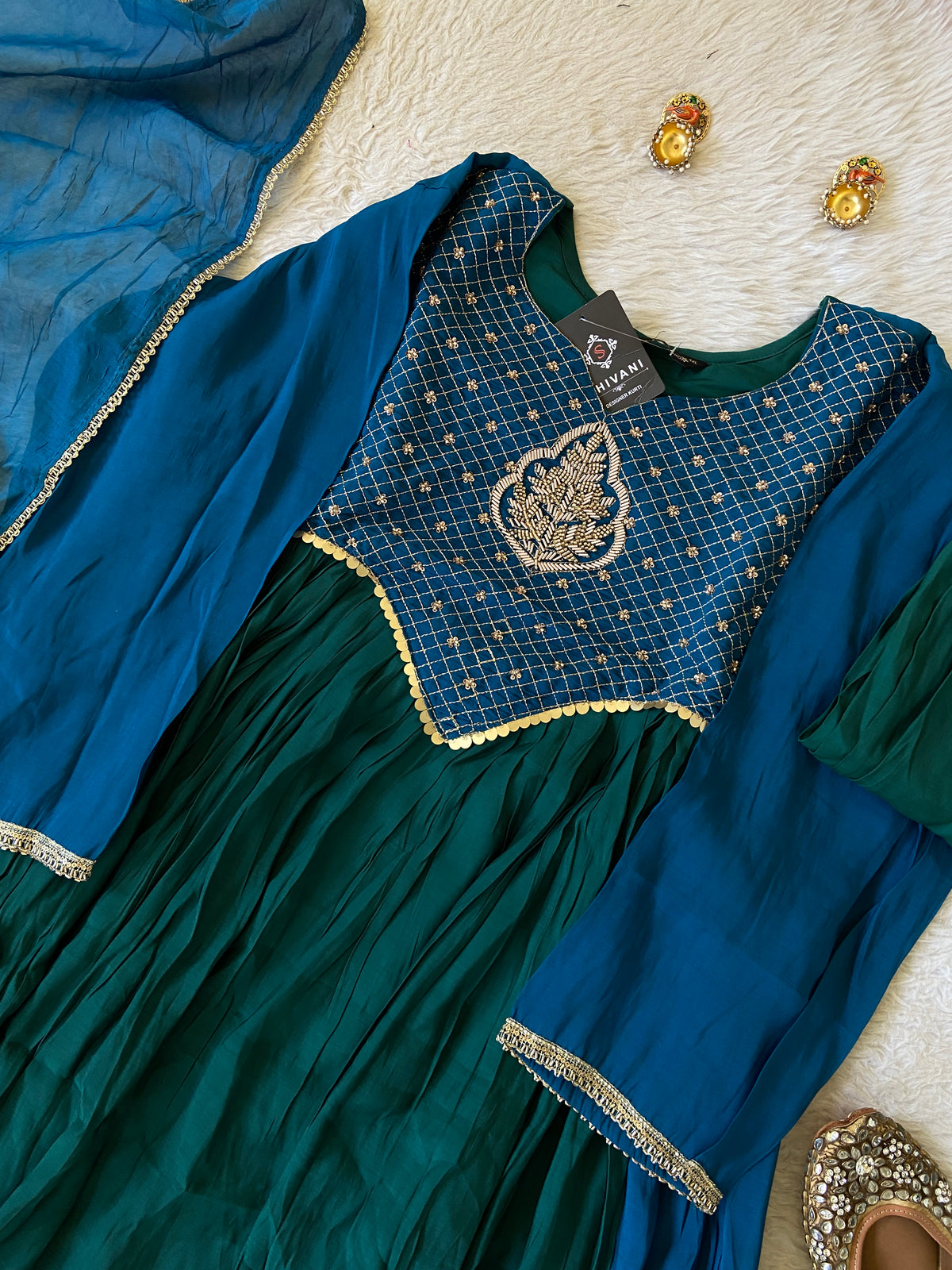 Designer Aline Kurti With Palazzo And Dupatta. Silk Suit Sets For Women Online India. Shop the Latest Festive Summer Collection at Shivani Designer Kurti.