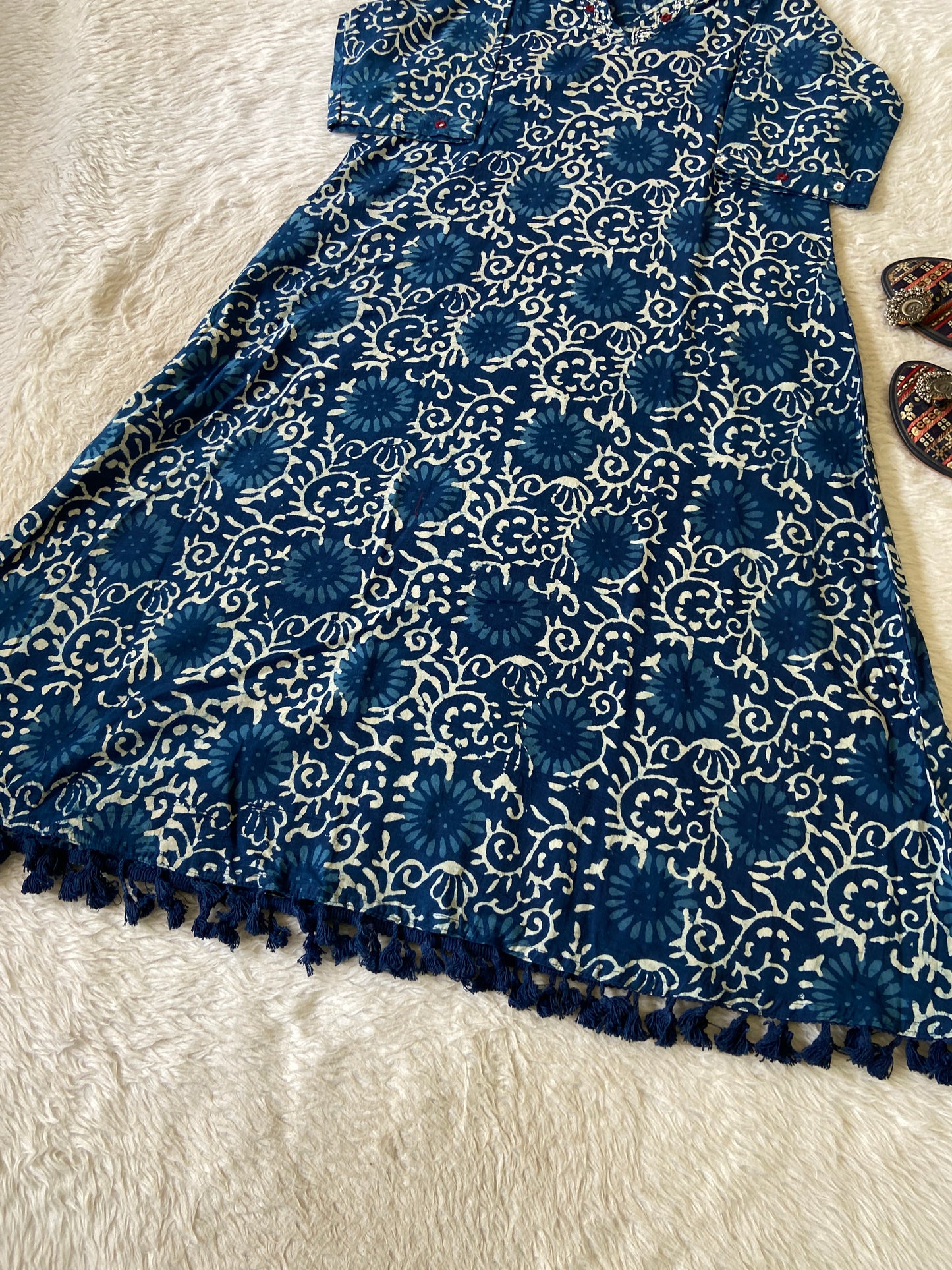 Cotton Midi, Cotton Aline Kurti With Mirror Work (Gamthi Kurti). Cotton Kurti For Women online India. Shop the Latest Festive Summer Collection at Shivani Designer Kurti.