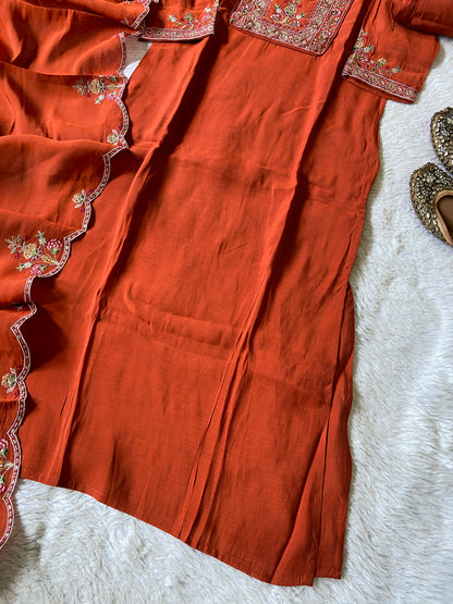 Silk Straight Kurti With Semi Palazzo And Dupatta. Silk Suit Sets For Women Online India. Shop the Latest Festive Summer Collection at Shivani Designer Kurti.