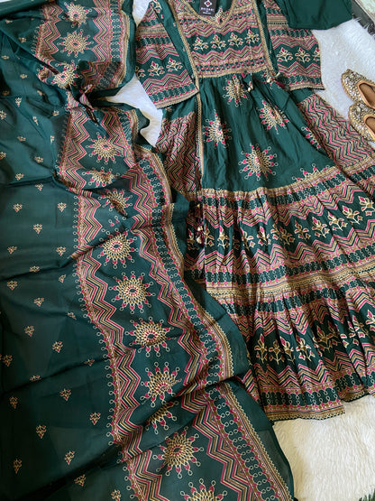 Jaipuri Cotton Anarkali Kurti With Pant And Dupatta. Cotton Suit Sets For Women Online India. Shop the Latest Festive Summer Collection at Shivani Designer Kurti.