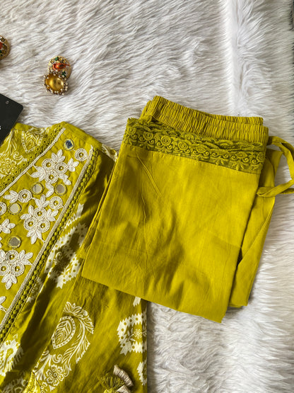 Jaipuri Print Cotton Aline Kurti With Palazzo And Dupatta.. Cotton Suit Sets For Women Online India. Shop the Latest Festive Summer Collection at Shivani Designer Kurti.