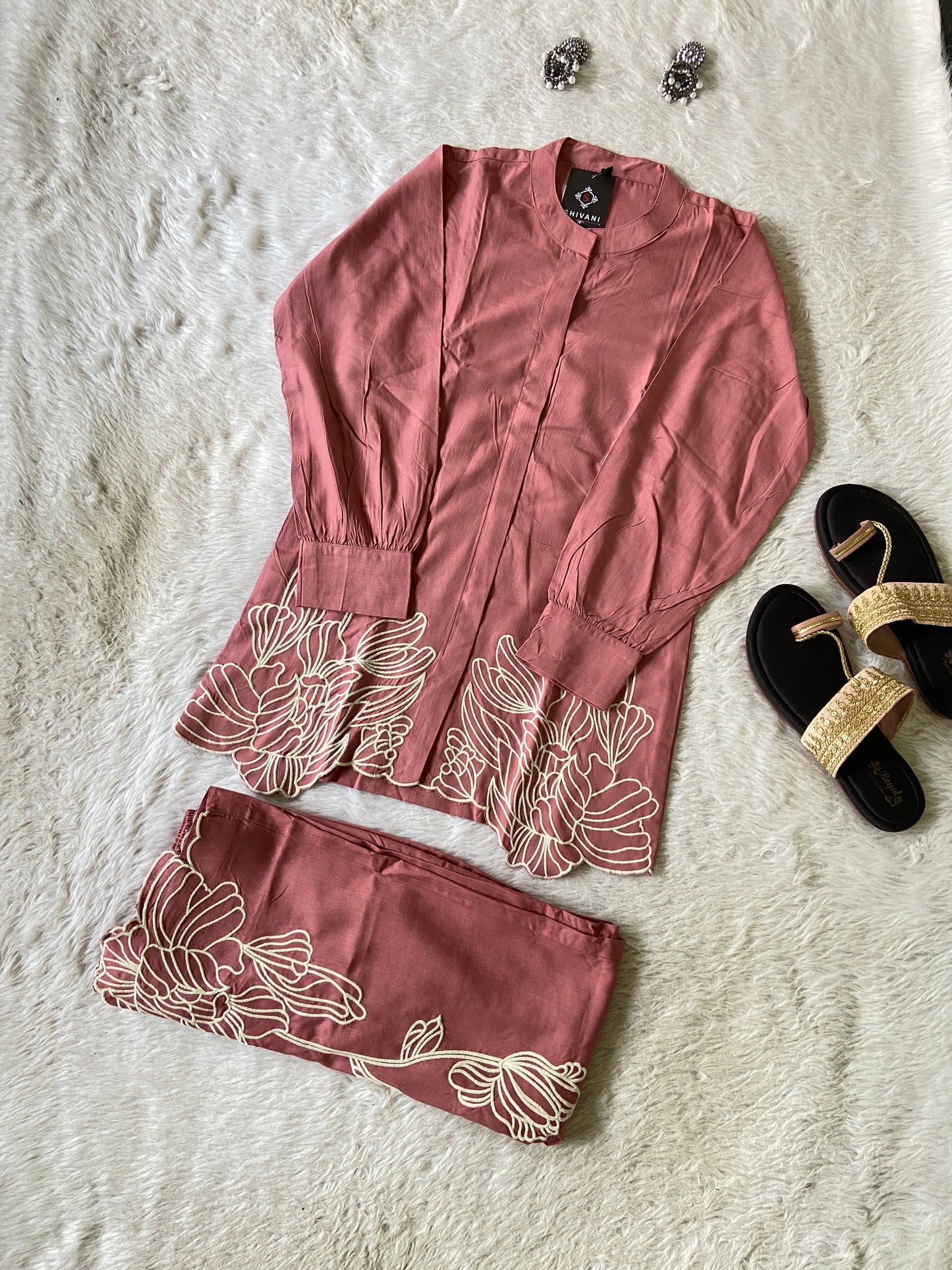Beautiful Embroidery Work rayon Co-ord Set With Palazzo. Rayon Co-ord Sets For Women Online India. Shop the Latest Festive Summer Collection at Shivani Designer Kurti.