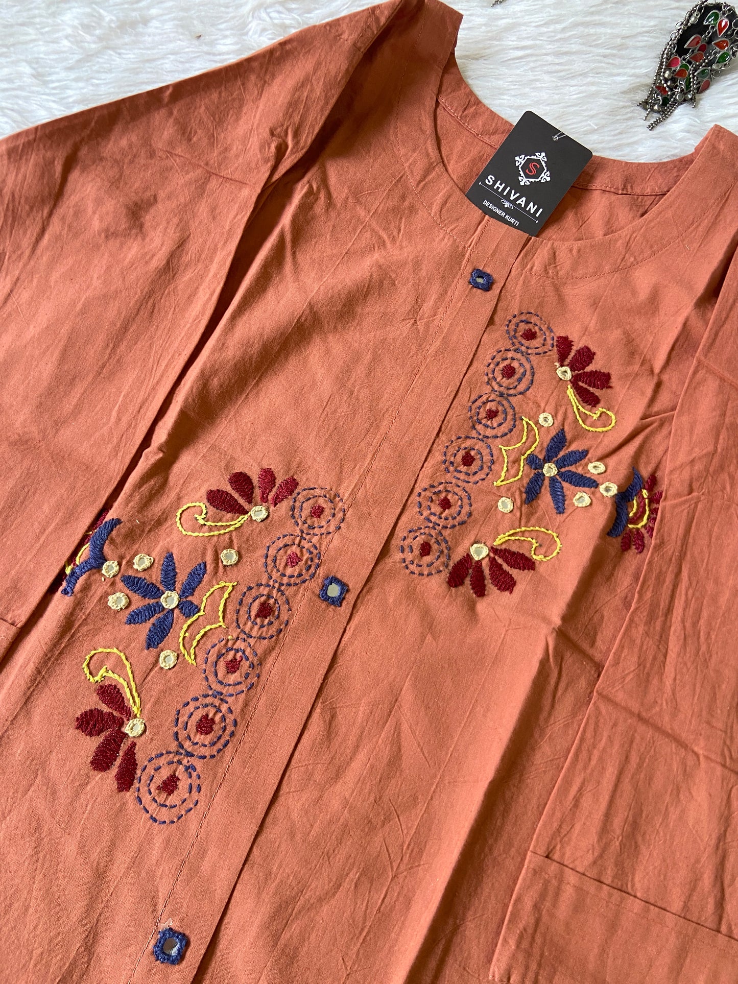 Handwork Aline Cotton Kurti. Cotton Kurtis For Women Online India. Shop the Latest Festive Summer Collection at Shivani Designer Kurti.