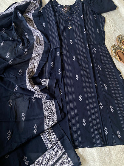 Cotton Aline Kurti With Palazzo And Dupatta. Cotton Suit Sets For Women Online India. Shop the Latest Festive Summer Collection at Shivani Designer Kurti. (Copy)