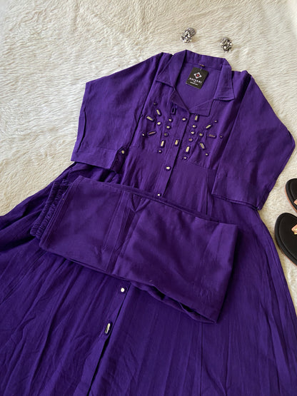 Mirror Work Aline Cotton Kurti And Palazzo (Gamthi Pair). Cotton Kurti Sets For Women Online India. Shop the Latest Festive Summer Collection at Shivani Designer Kurti.