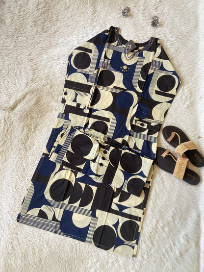 Jaipuri Cotton Printed Straight Kurti With Palazzo. Cotton Kurti Sets For Women Online India. Shop the Latest Festive Summer Collection at Shivani Designer Kurti.